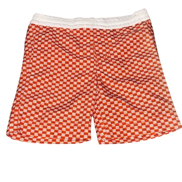 Tea Collection Boys Swim Trunks Orange Checkered‎ Swim Shorts 2T - Picture 1 of 3